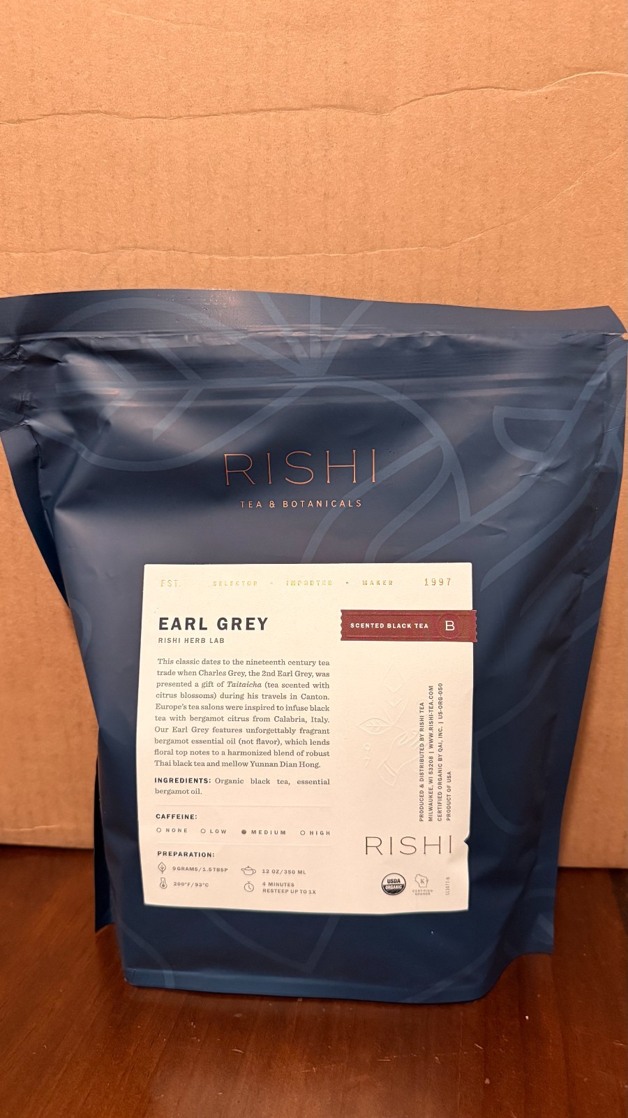 Brand New Rishi Tea Organic Earl Grey 16oz