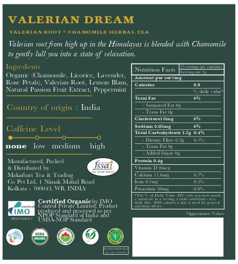 Estates – Valerian Dream – Organic Valerian Root Tea for Sleep – Loose Leaf – 50