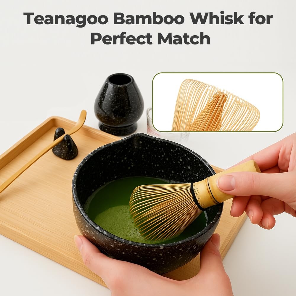 10 Piece Matcha Tea Set – Ceramic Bowl with Spout, Whisk & Holder, Scoop & Re…
