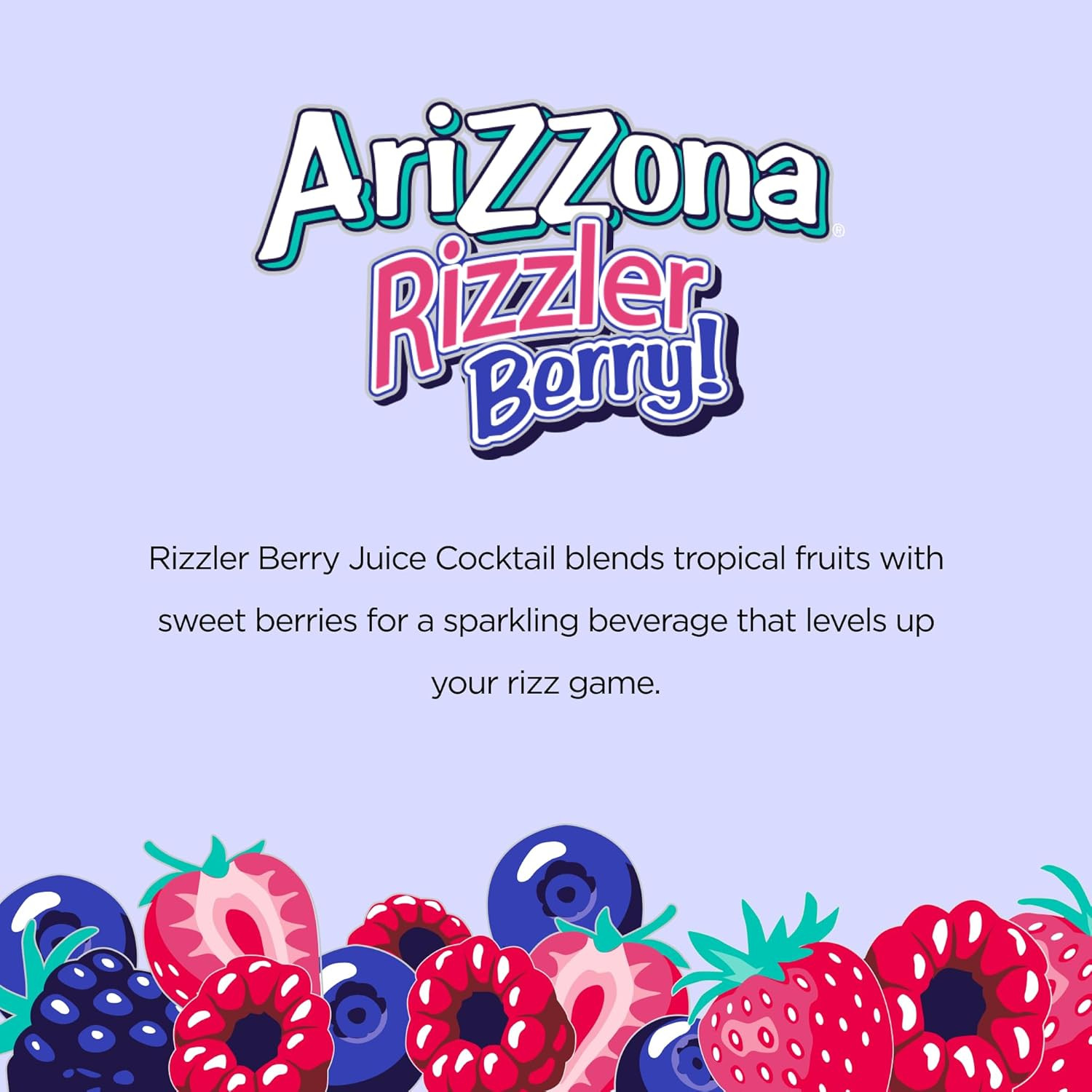 12 Pack AriZona Rizzler Berry Sparkling Juice Cocktail – 22 oz Big Cans