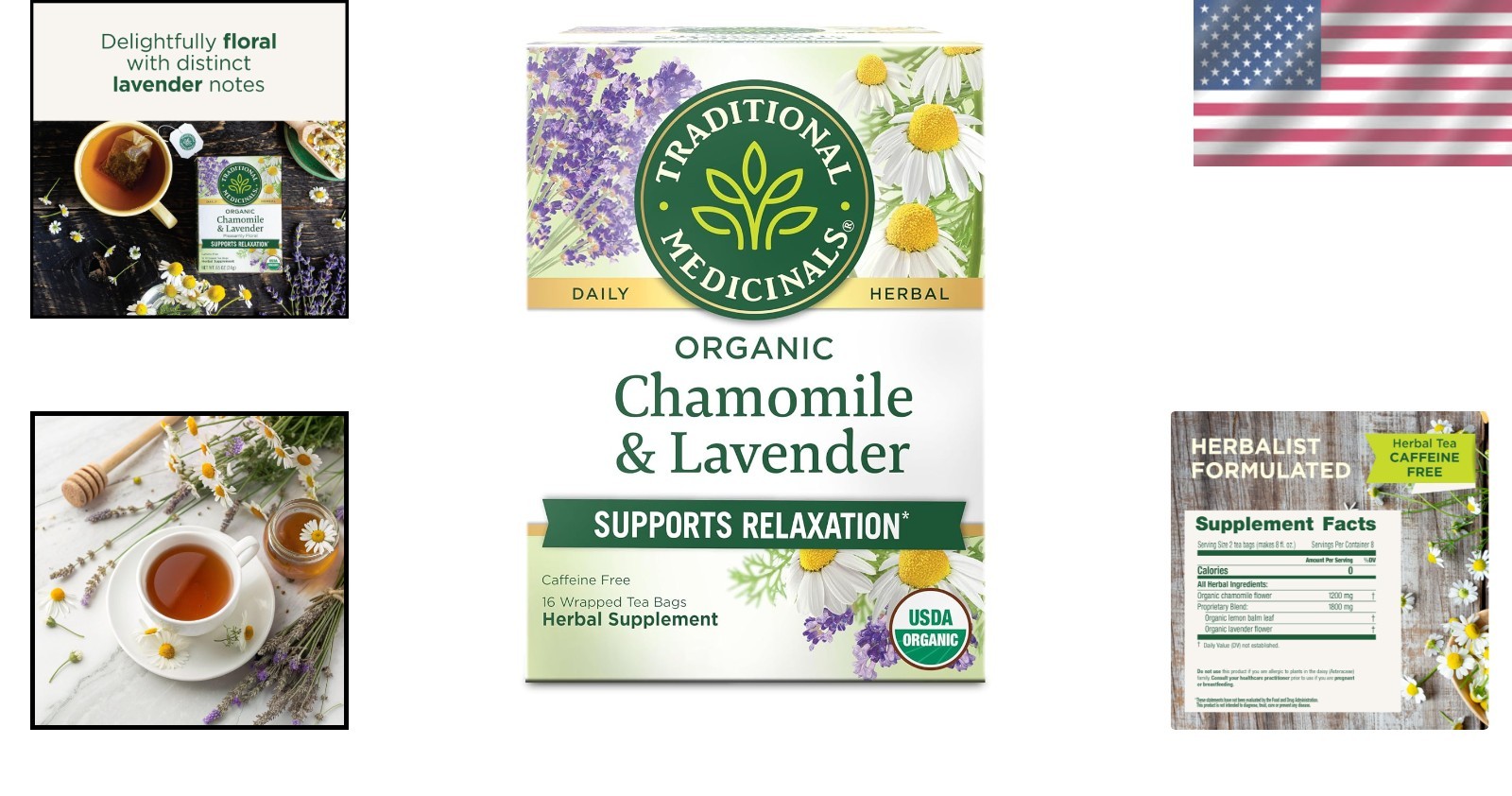 Herbal Stress Relief Tea Organic Chamomile Lavender Calming Caffeine-Free