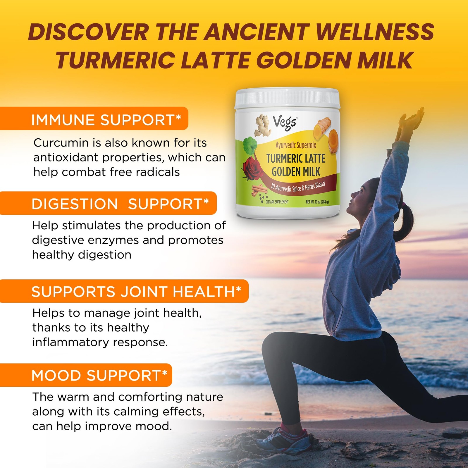 Turmeric Latte Golden Milk – Ayurvedic Super Spice Mix Golden Milk with Turme…