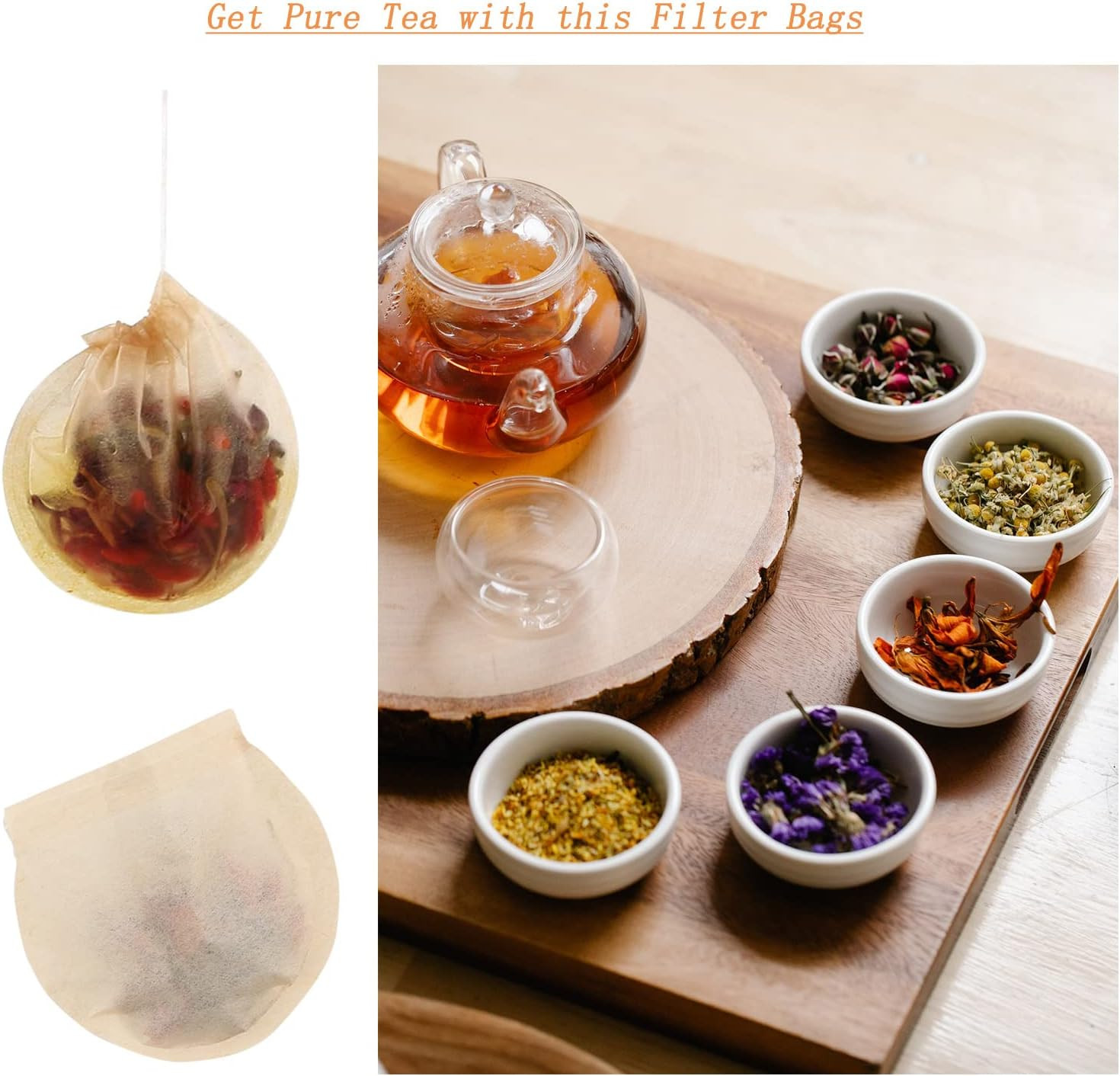 400Pcs Unbleached Drawstring Paper Tea Bags 2.95in Loose Leaf Coffee Herbs