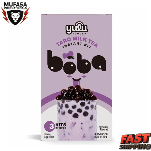 Yulu Foods Instant Boba Taro Milk Tea, Bubble Tea Kit, 3 Drinks