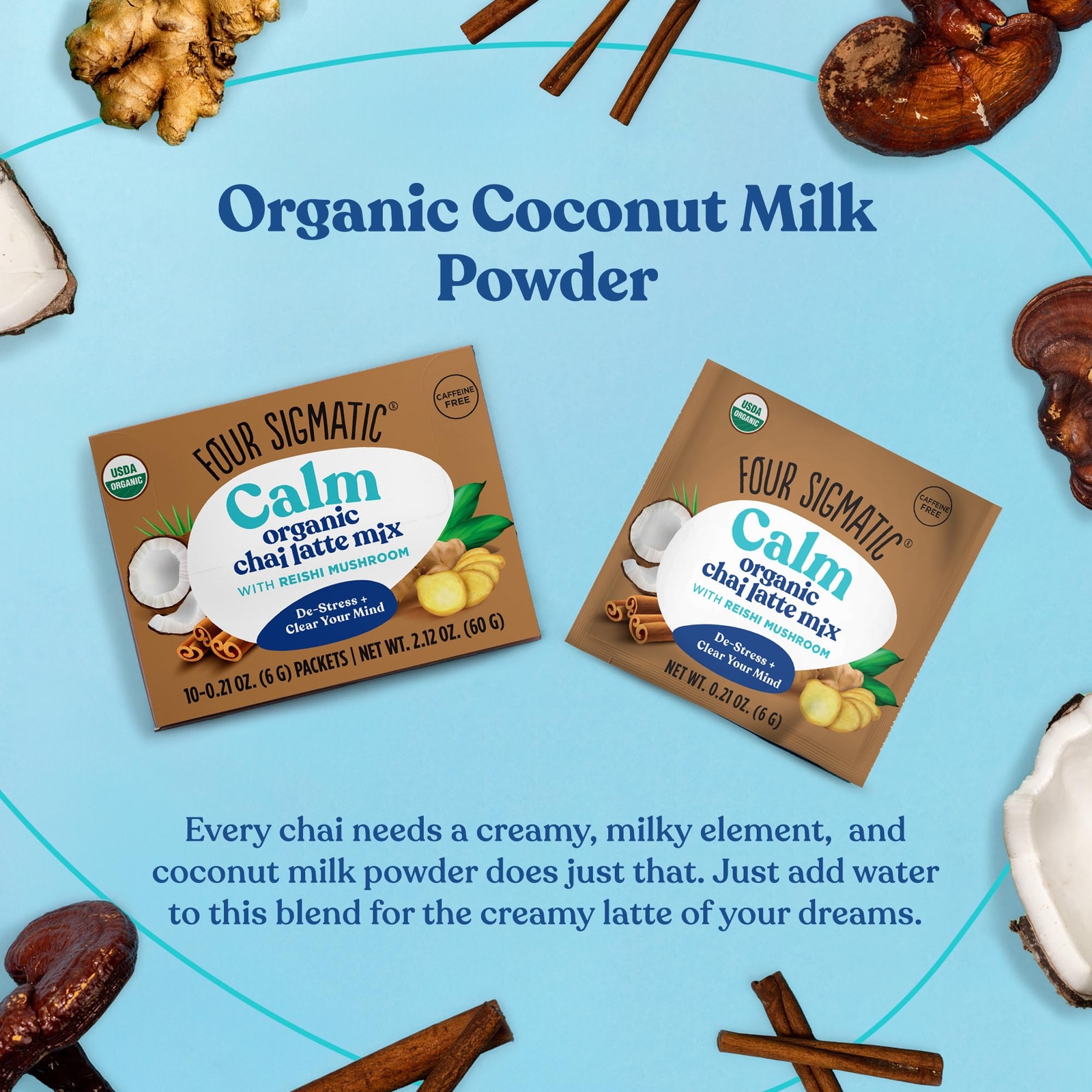 Organic Tea Guard Your Gut Caffeine Free Mushroom Chai Latte 10 Count