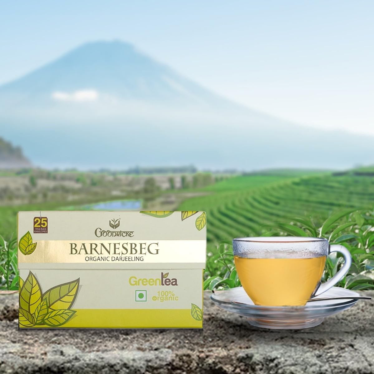 GOODRICKE Barnesbeg Organic Darjeeling Green Tea-25 Tea Bags Premium Loose Leave