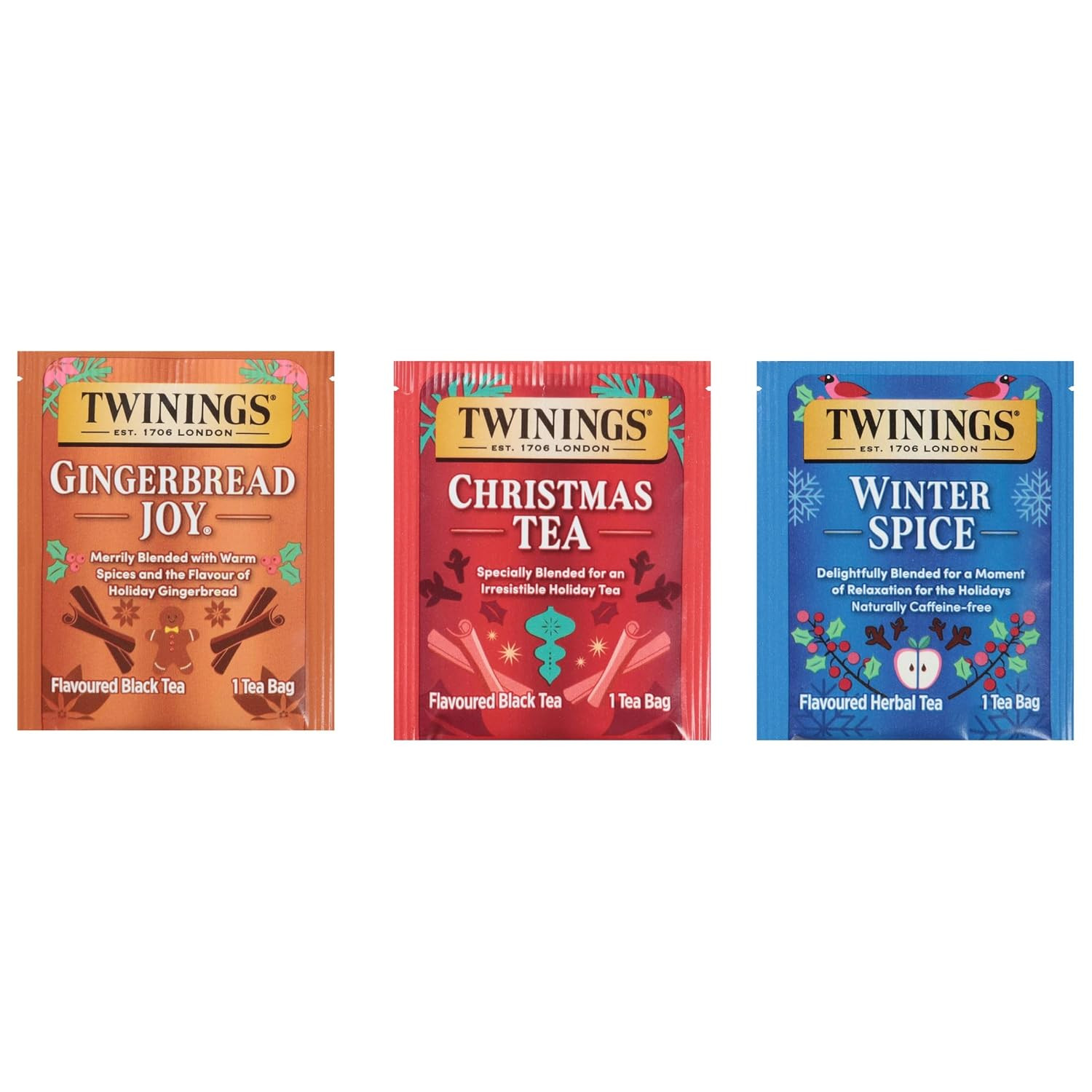 Winter Tea Collection, Limited Edition Holiday Gift Box, 20 Count (Pack of 3), I