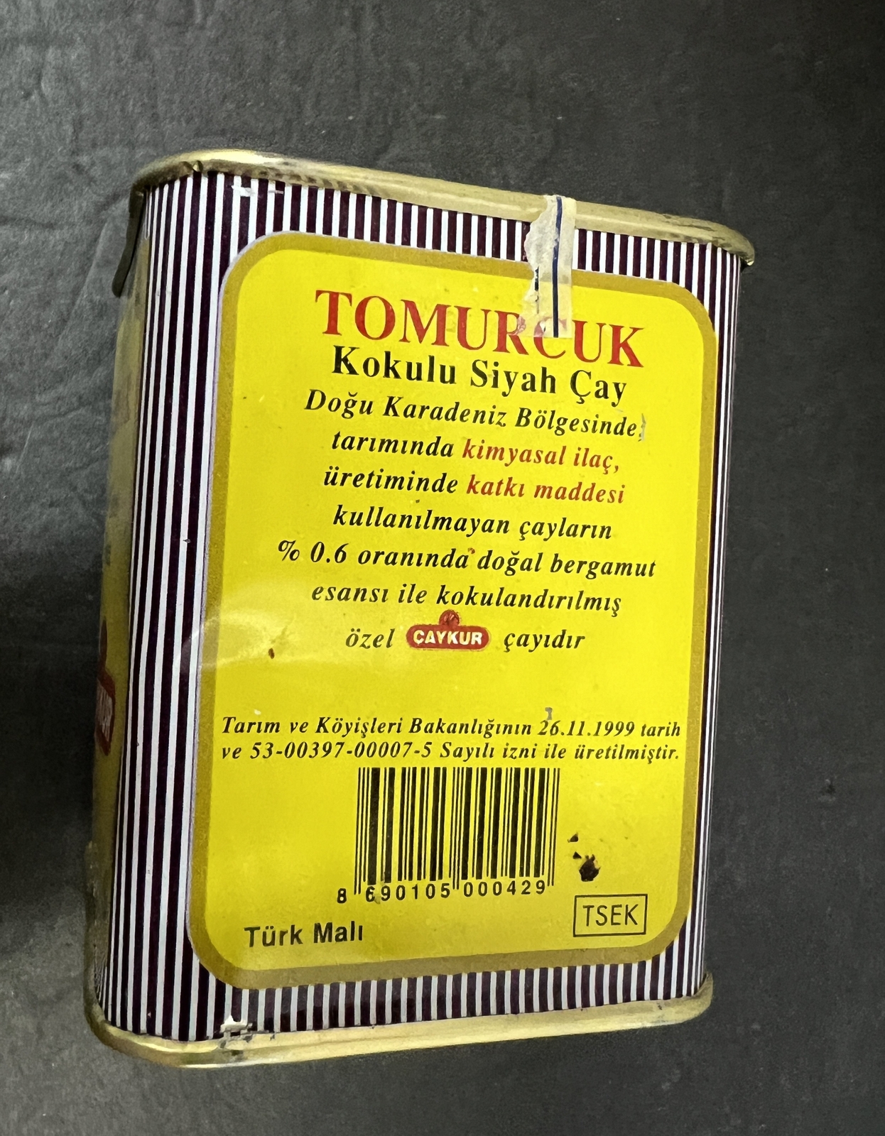Caykur Turkish Tomurcuk Earl Grey Tea 125g Tinplate Canister