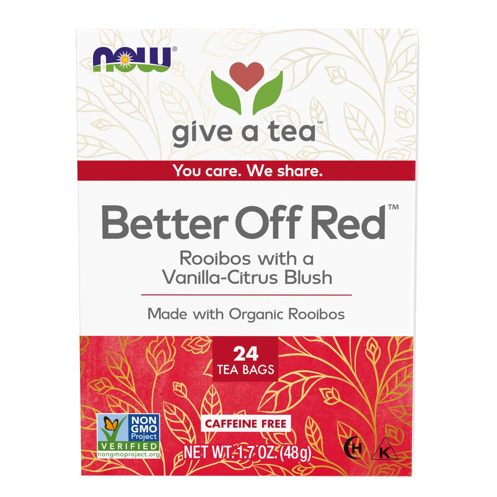 NOW Foods Give a Tea™ Better off Red™ 24 Count (Pack of 1), Brew: Red Brown