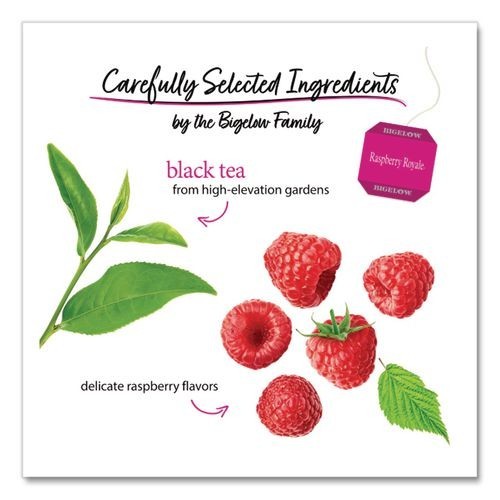 Bigelow Raspberry Black Tea, Raspberry, 0.34 lbs, 28/Box