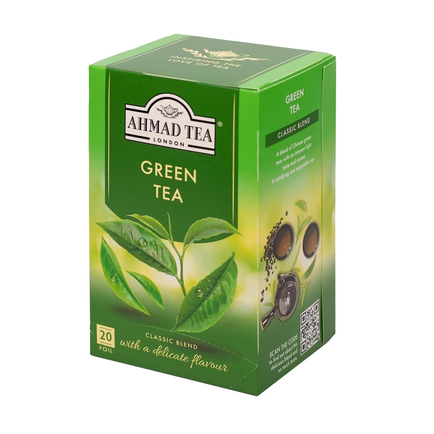 Delicious Green Tea Pure, 20 Count Tea Bags – Low Caffeine & Sugar-Free