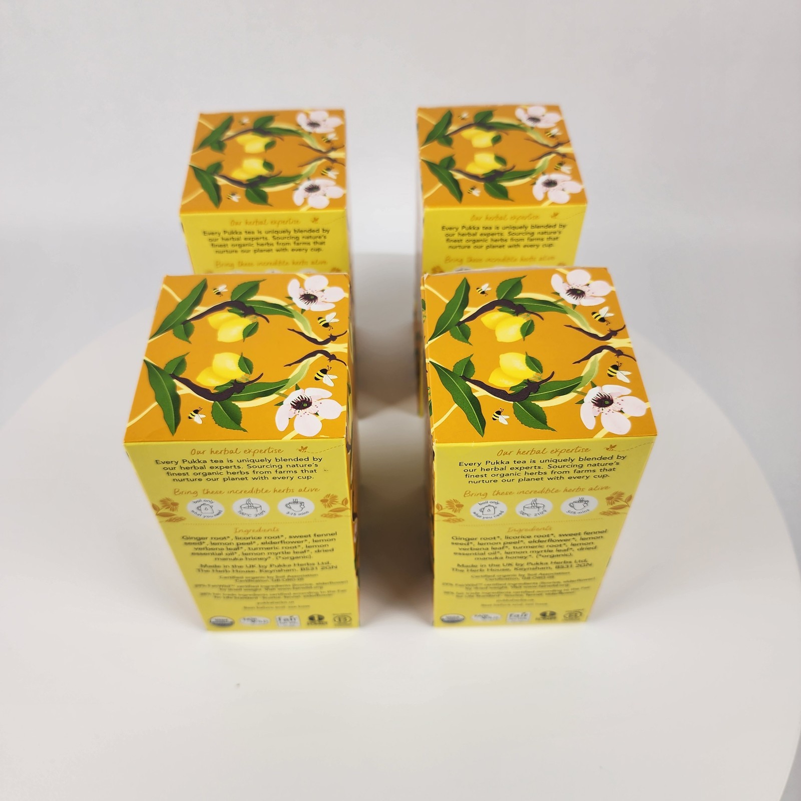 Pukka Lemon, Ginger & Manuka Honey Herbal Tea 20ct (4 Pack) Organic 80 Bags