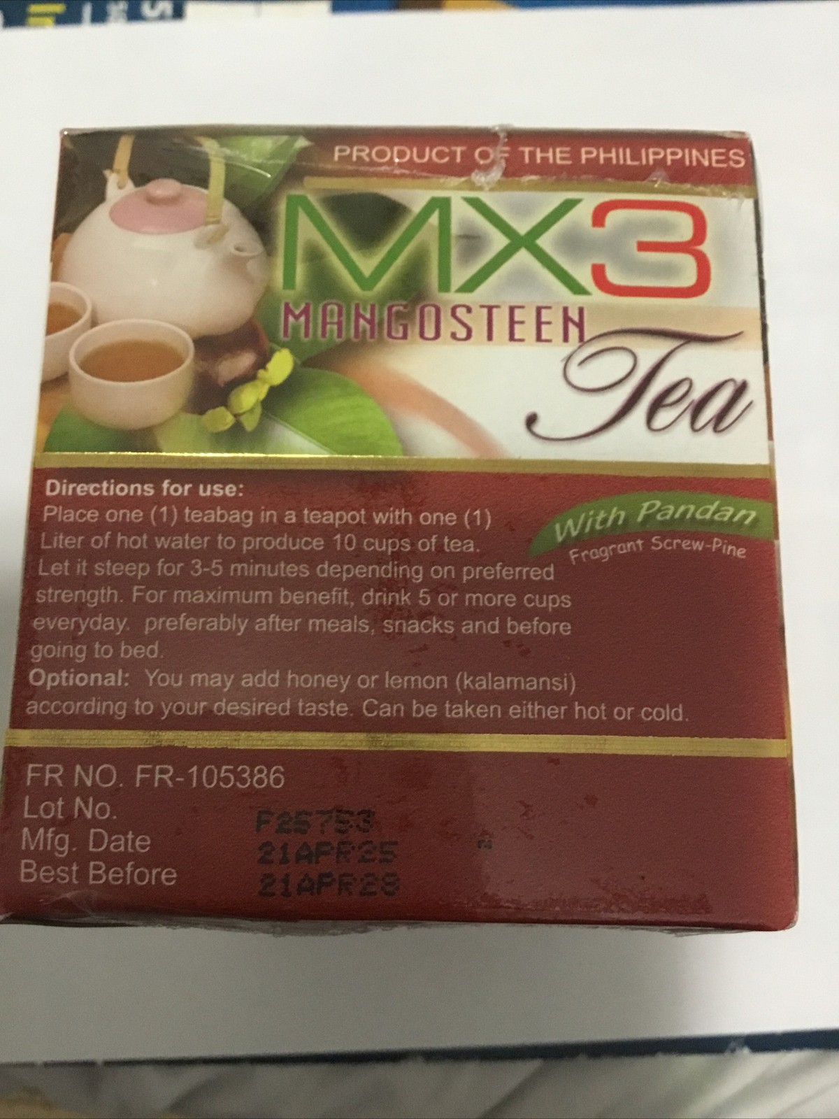 MX3 MANGOSTEEN TEA 20 TEABAGS W/ FREE SHIPPING