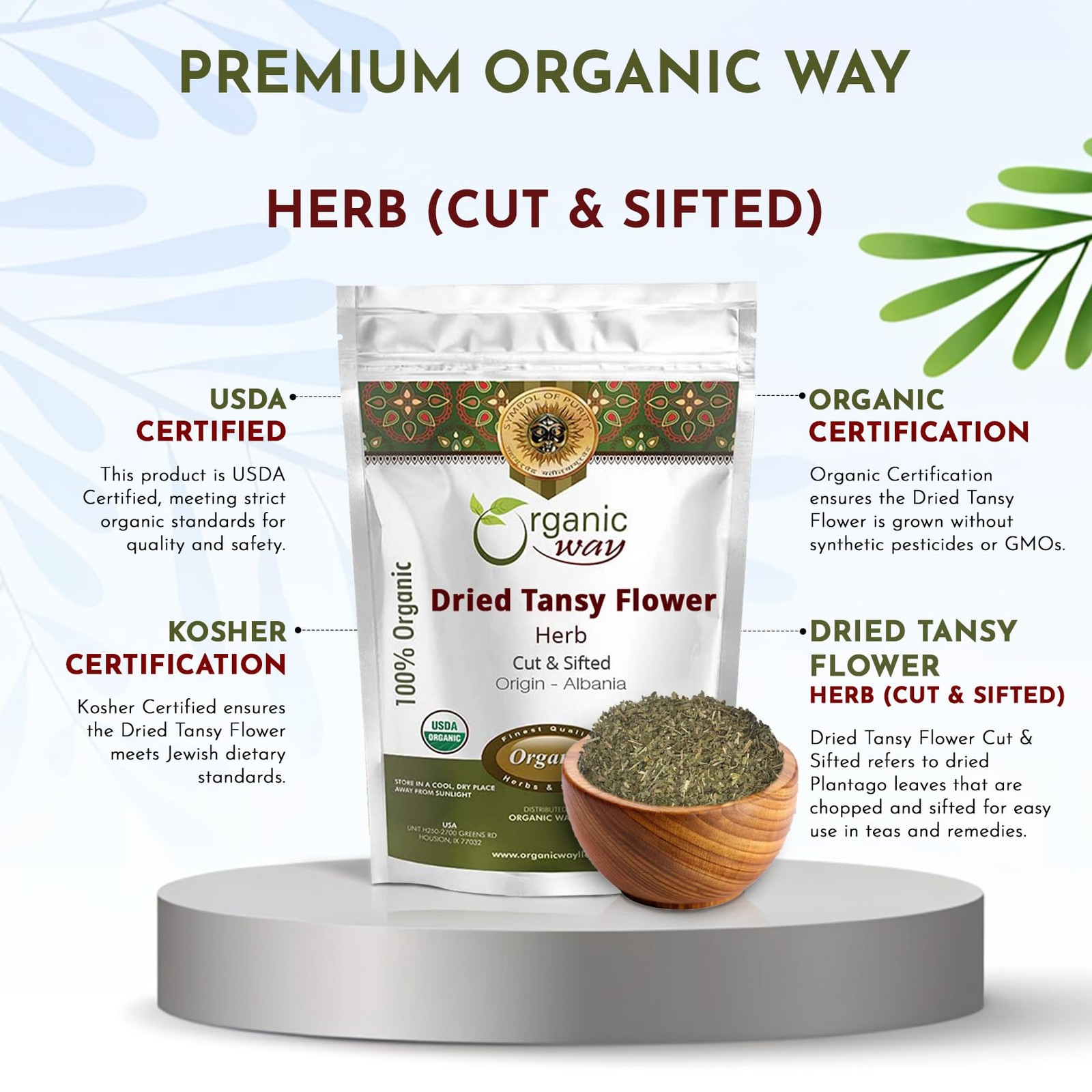 Organic Dried Tansy Flower Herb Tea Cut & Sifted | European Wild-Crafted | Or…