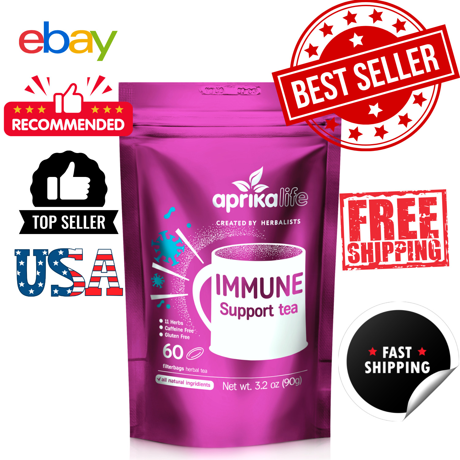 Health Support Tea Rich in Vitamins 100% Natural Herbal Tea, 60 bags, USA seller