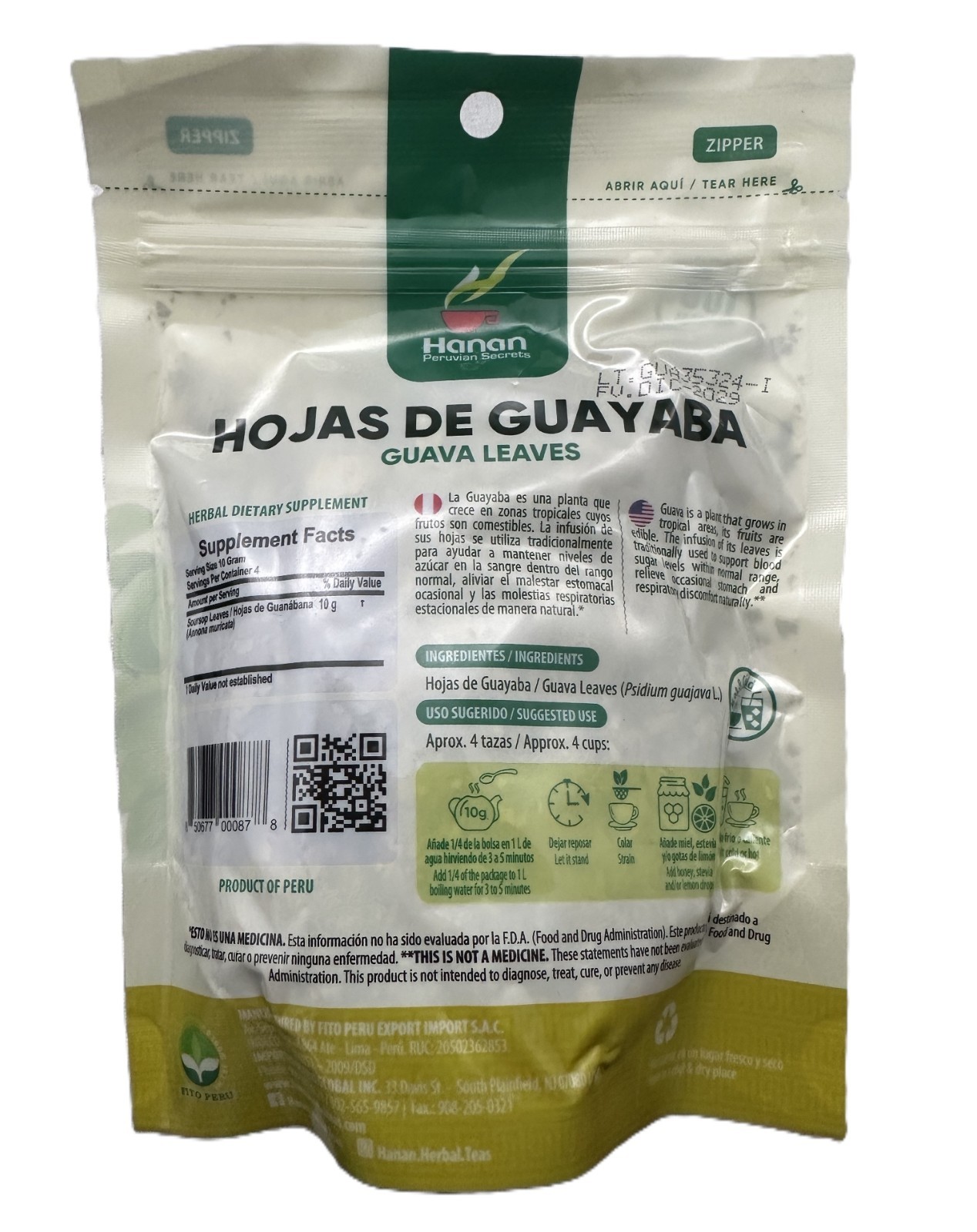 Guayaba Herbal Tea | Loose Leaf Guava Tea | 1.41 oz | 100% Natural Guava Leaves