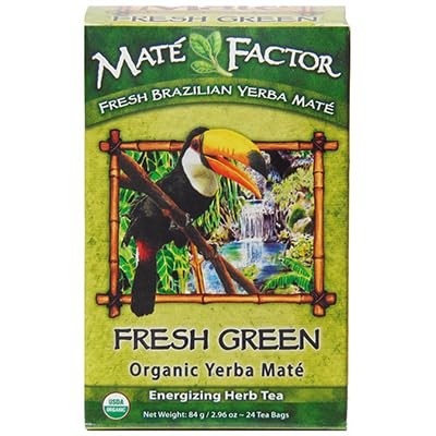 The Mate Factor Yerba Mate Energizing Herb Tea Bag, Organic Fresh Green, 24-C…