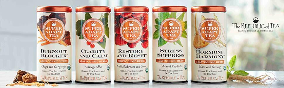 The Republic of Tea Herbal Tea Bags in Tin SuperAdapt, SuperGreen & More! U Pick