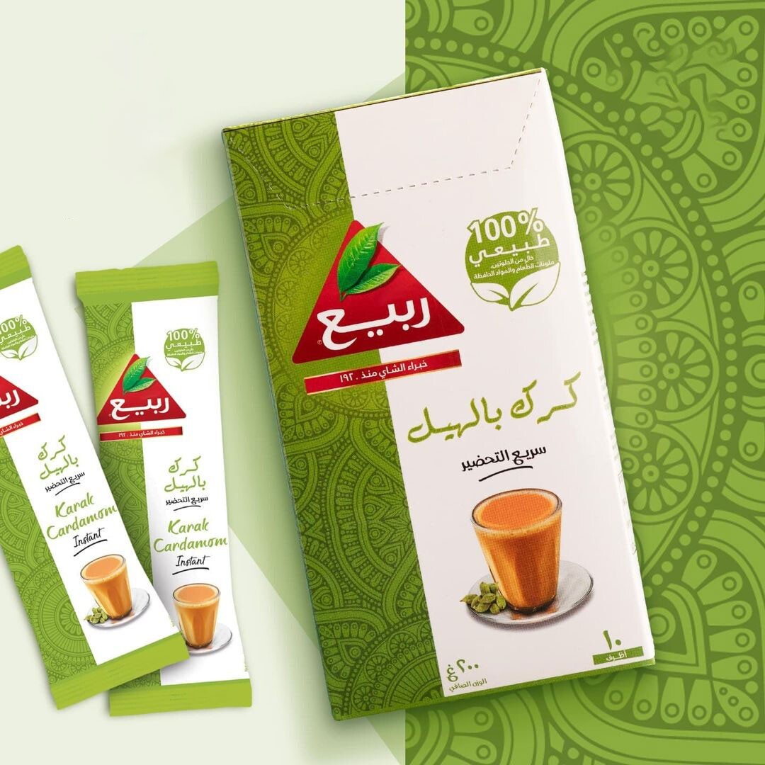 Karak Tea, Al Rabie Tea With Cardamom, 10 Sachets شاي كرك، شاي الربيع بالهيل