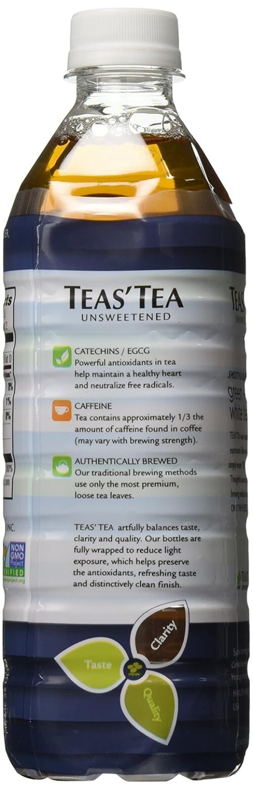 Zero-Calorie Organic Green + White Tea — 12 x 16.9 Fl Oz Pack for Healthy Living