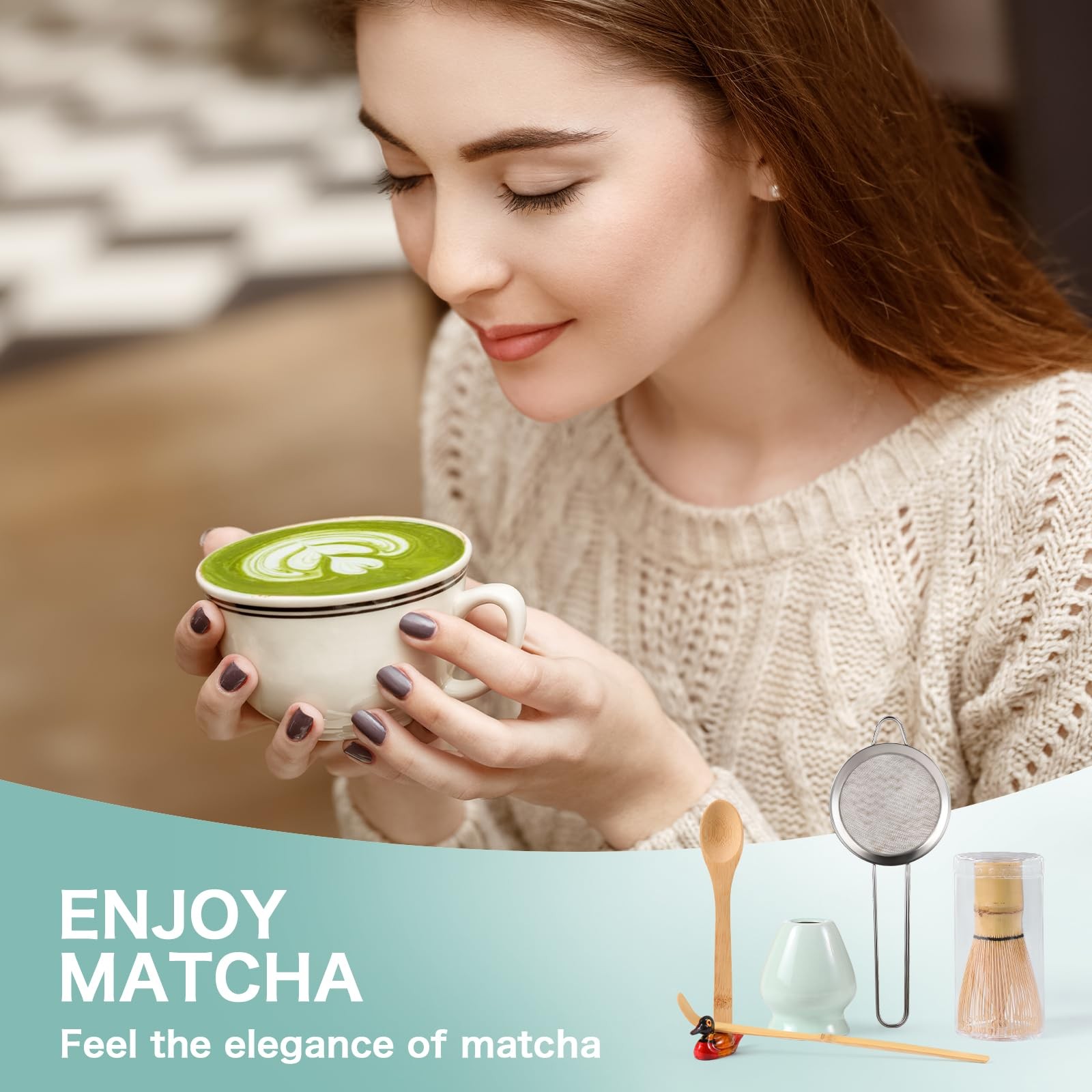 Matcha Whisk Set: Matcha Set with Bamboo Matcha Whisk and Ceramic Holder,Bamb…