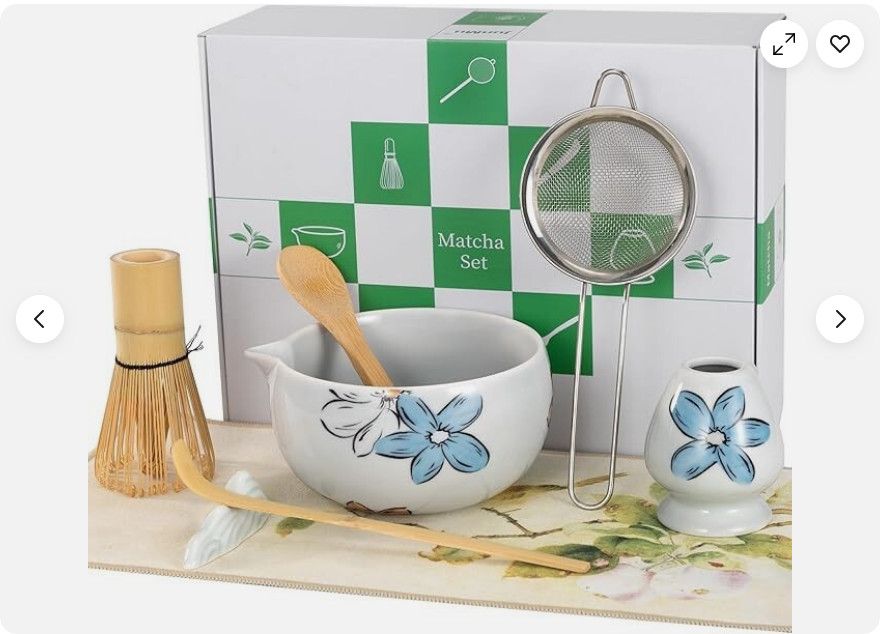 8Pcs Whisk Set for Tea Lovers Ceramic Matcha Tea Set with Bamboo Whisk Gift Set