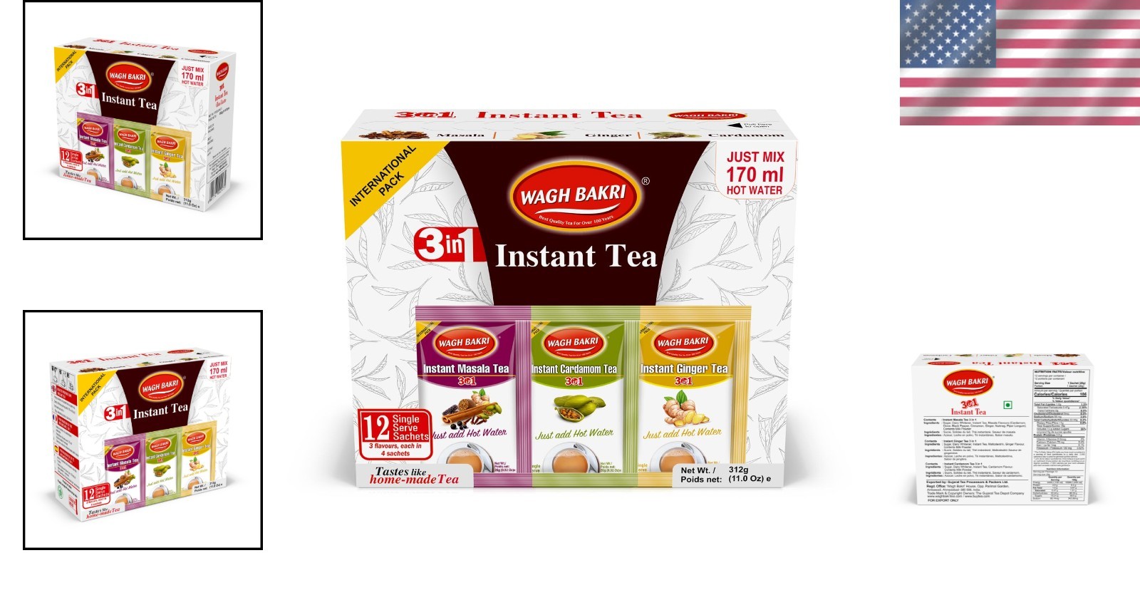 Instant Masala Ginger Tea Premix with Cardamom – Total 12 Sachets, High Caffeine