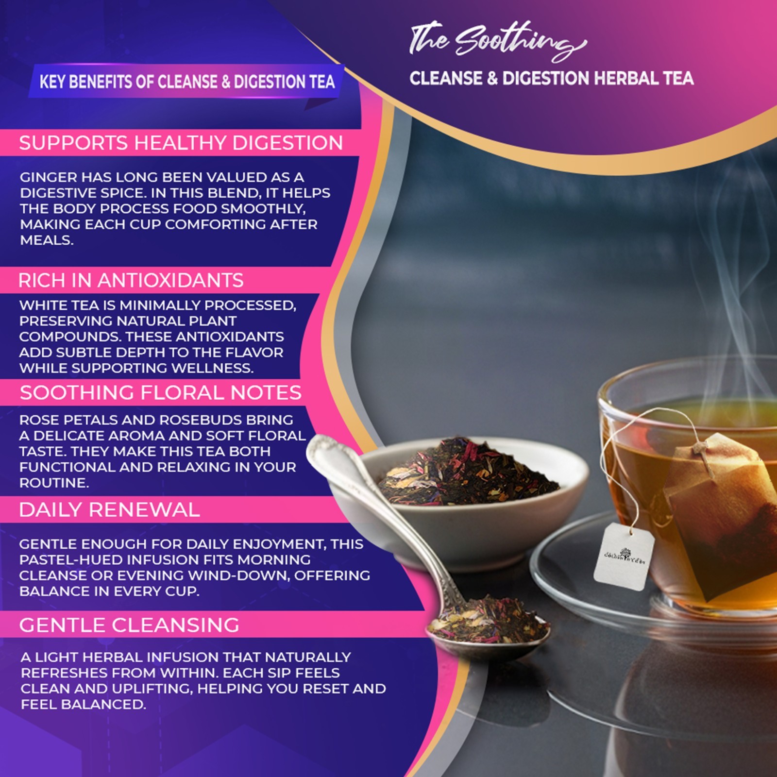 Golden Herbs Cleanse & Digestion Herbal Tea – Natural Detox & Gut Support