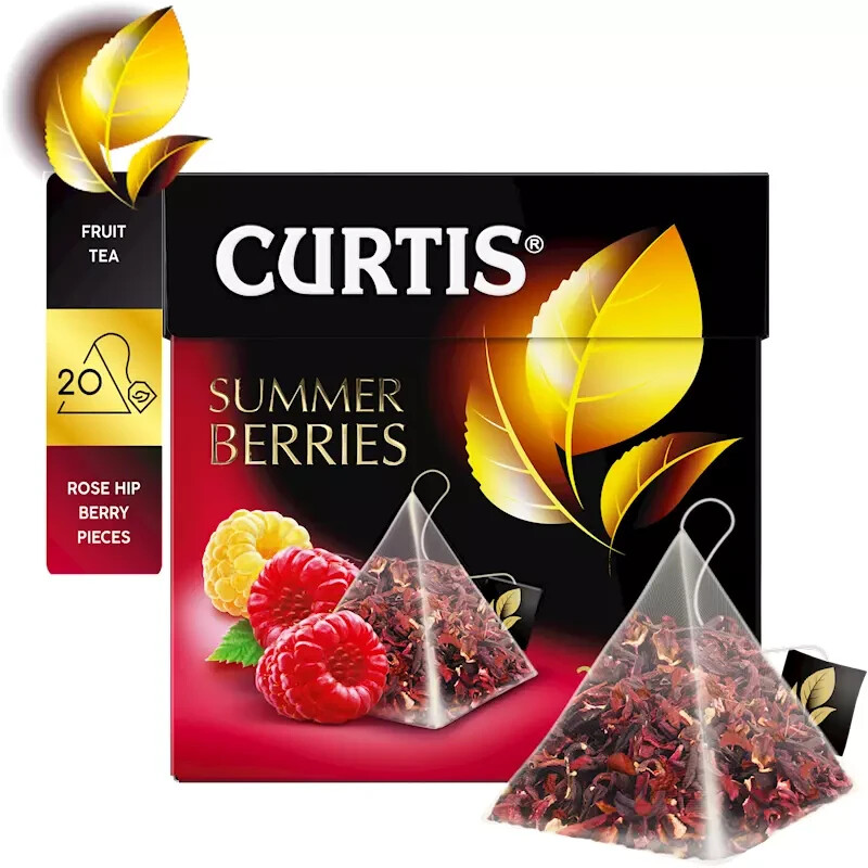 CURTIS Fruit Tea SUMMER BERRIES Herbal Tea Caffeine Free Teabags Pyramids 20 Ct