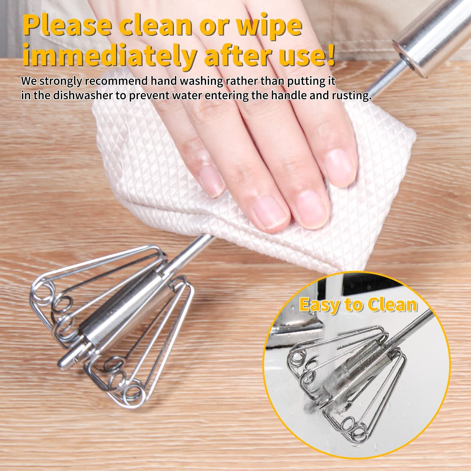 Newness Whizzy Whisk, Stainless Steel Semi Automatic 1 PCS 12 Inch, Silver