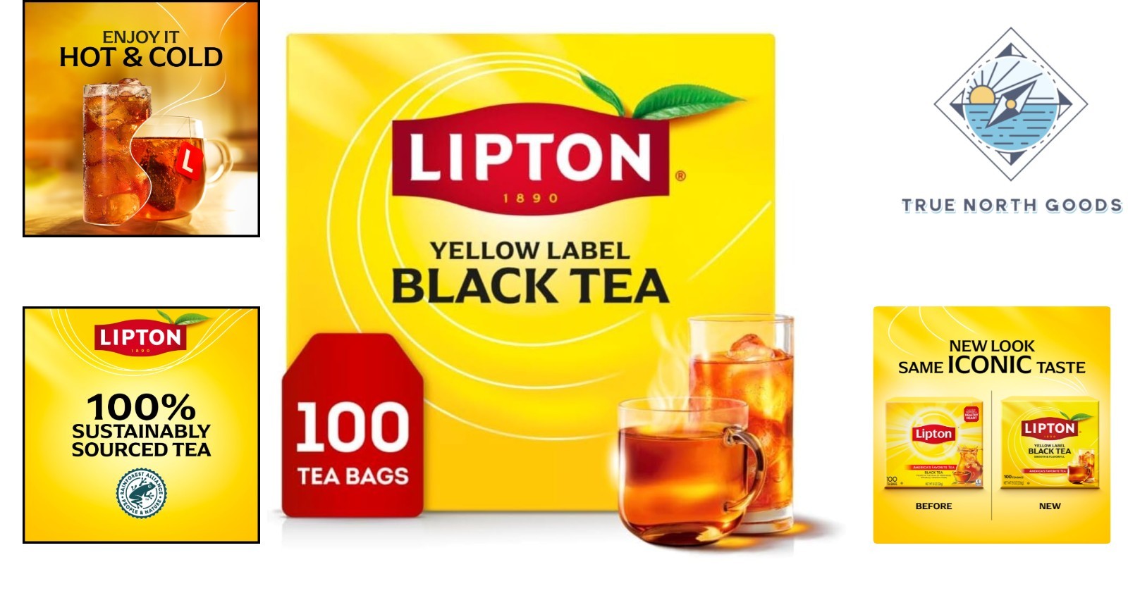 High Caffeine Black Tea Bags, 100 Count for Hot or Iced Beverage Enjoyment