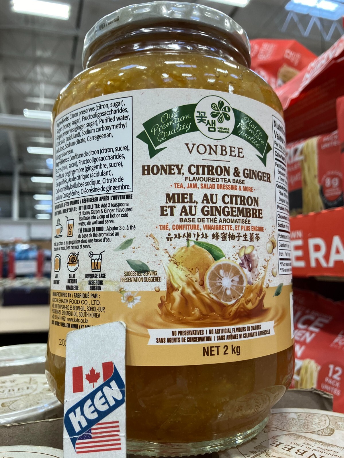QTY:2), VONBEE Honey Citron & Ginger Tea 2 Kg/ 4.4 Lb, Exp:2027FE04