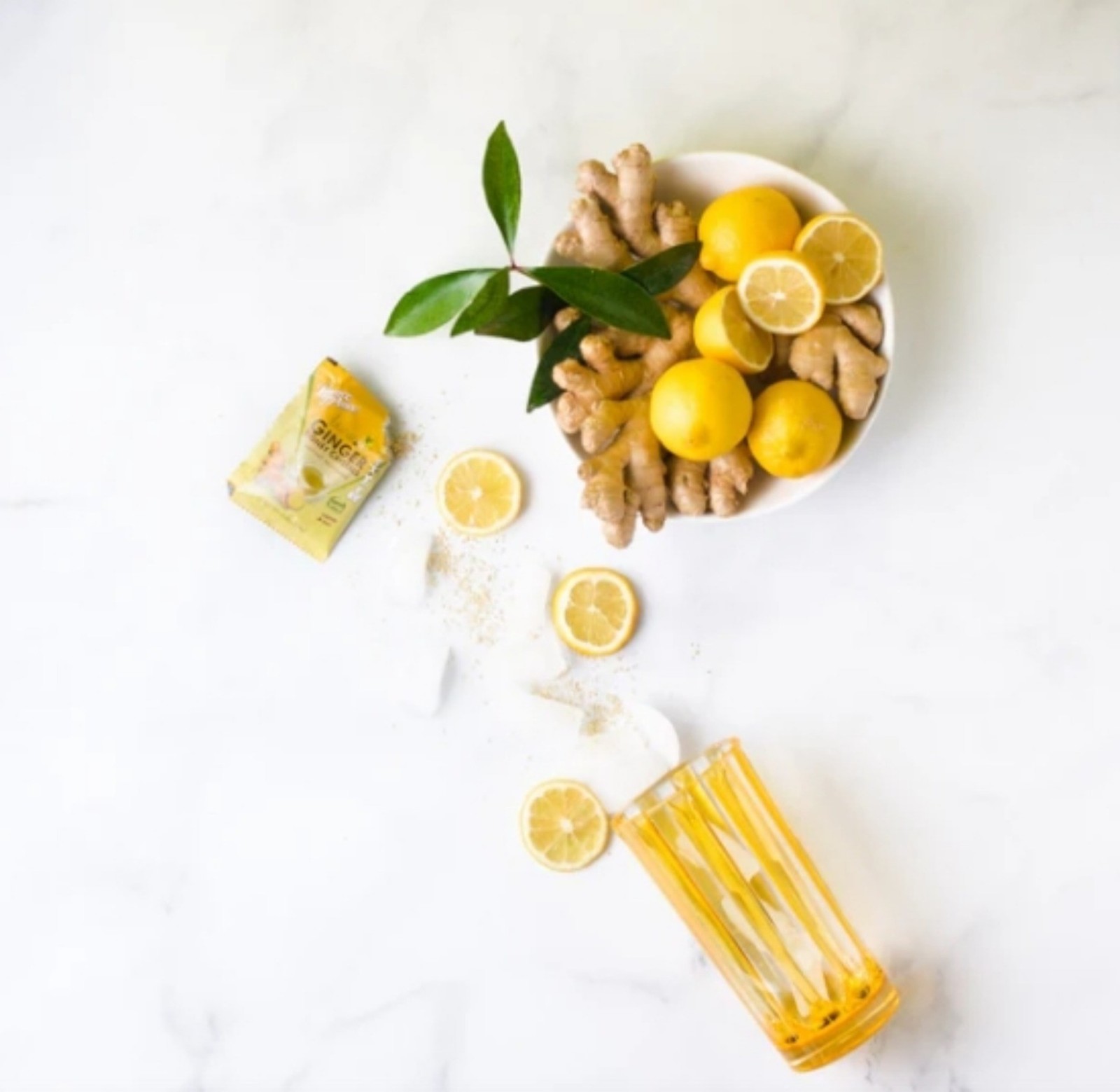 Pack of 6 Lemon Ginger Tea Instant Ginger Honey Crystals, 30 Sachets