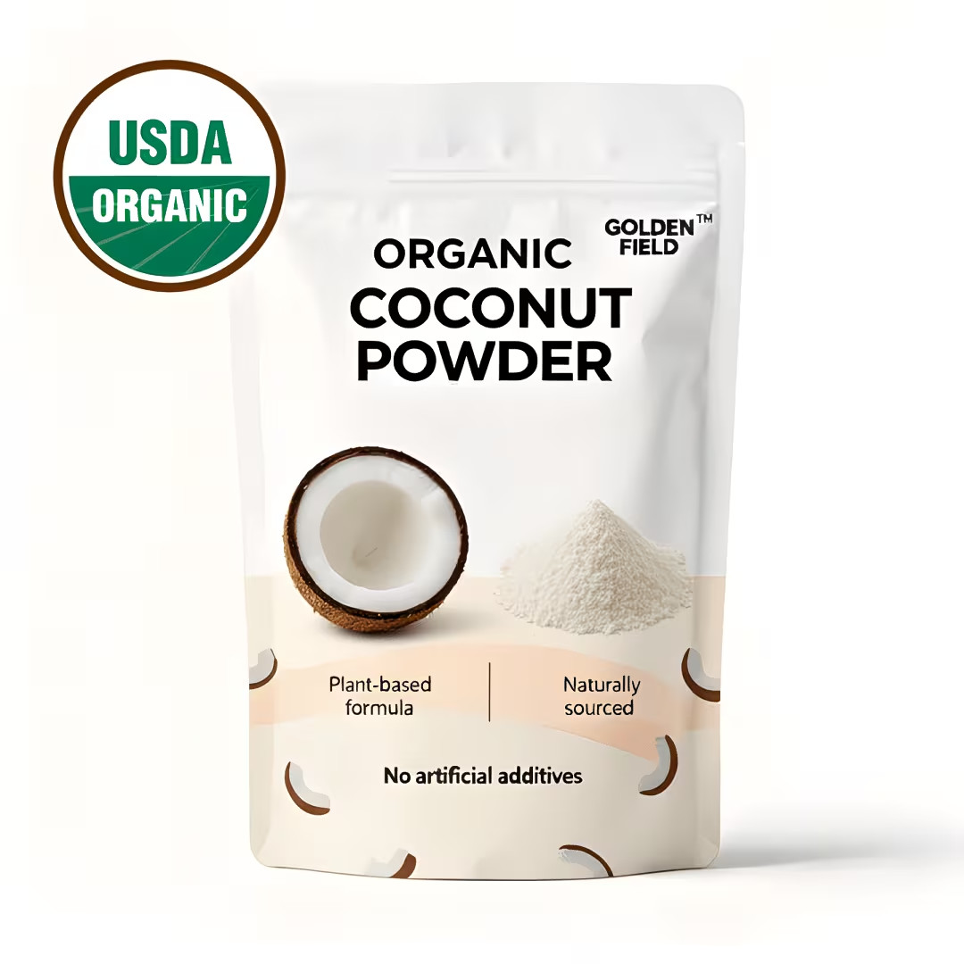 Organic Coconut Powder 6.35 oz featuring coconut pieces subtle crunch