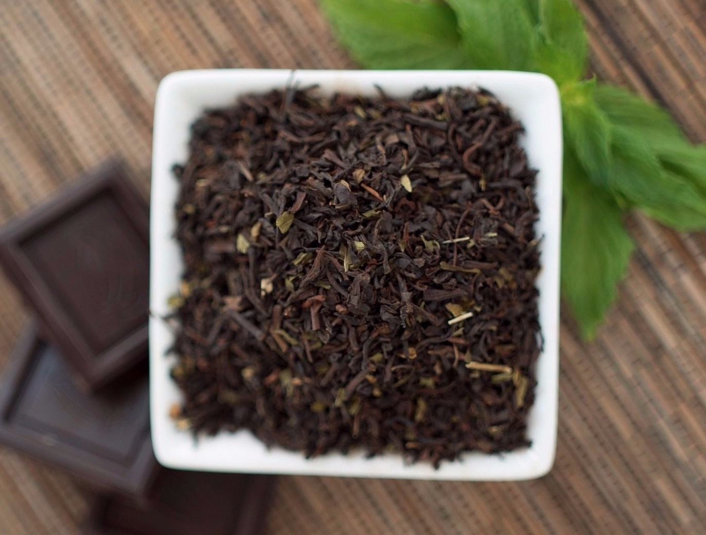 Chocolate Mint Black Organic Tea – loose leaf or in tea bags – delicious dessert