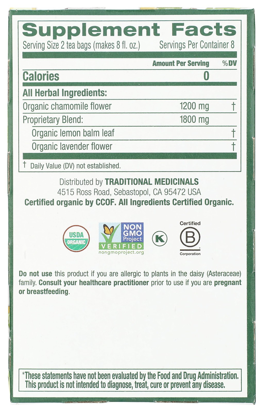 Organic Chamomile Lavender Tea 6×16 Bags | Caffeine-Free Herbal Infusion