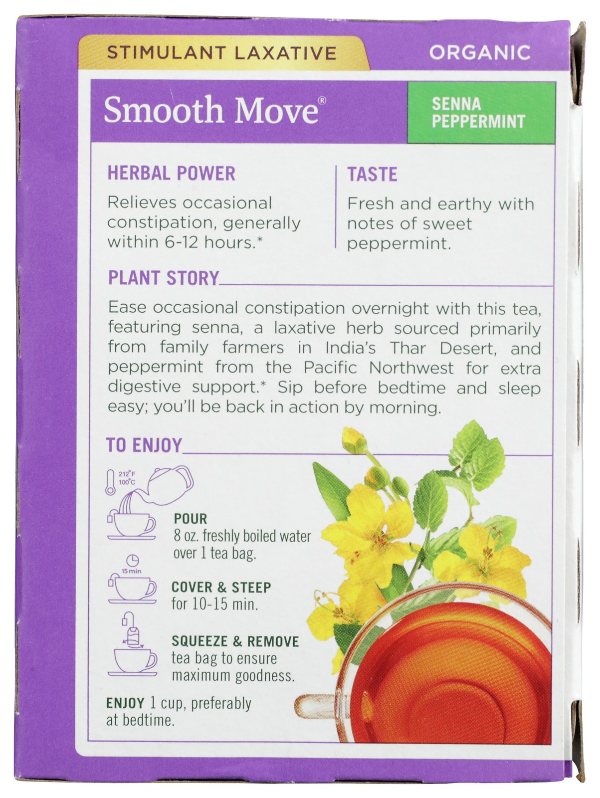 Traditional Medicinals Organic Smooth Move Senna Peppermint Tea 16 Bags 3 Pack