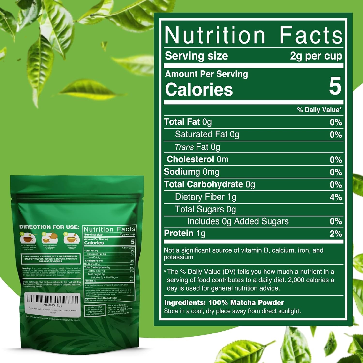 Organic Matcha Green Tea Powder (4-Oz) – Certified USDA Organic Powder for Match
