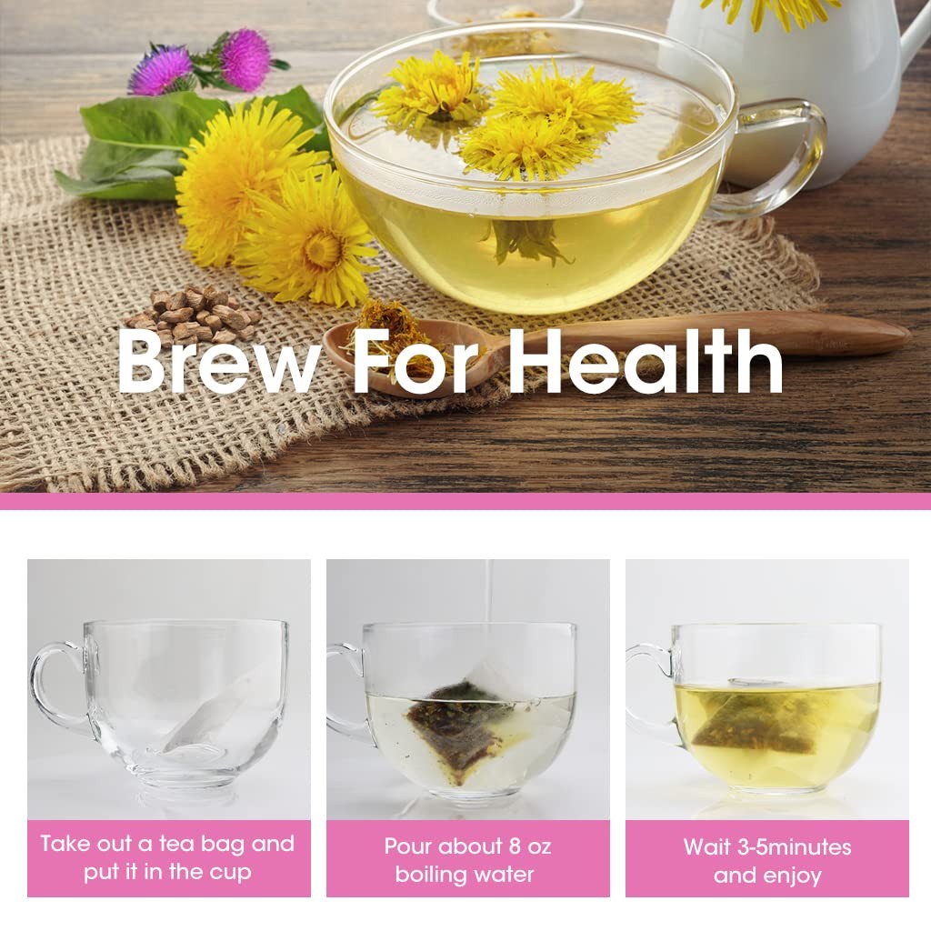 Roasted Dandelion Root Tea with Milk Thistle and Peppermint – Herbal Tea for Cle