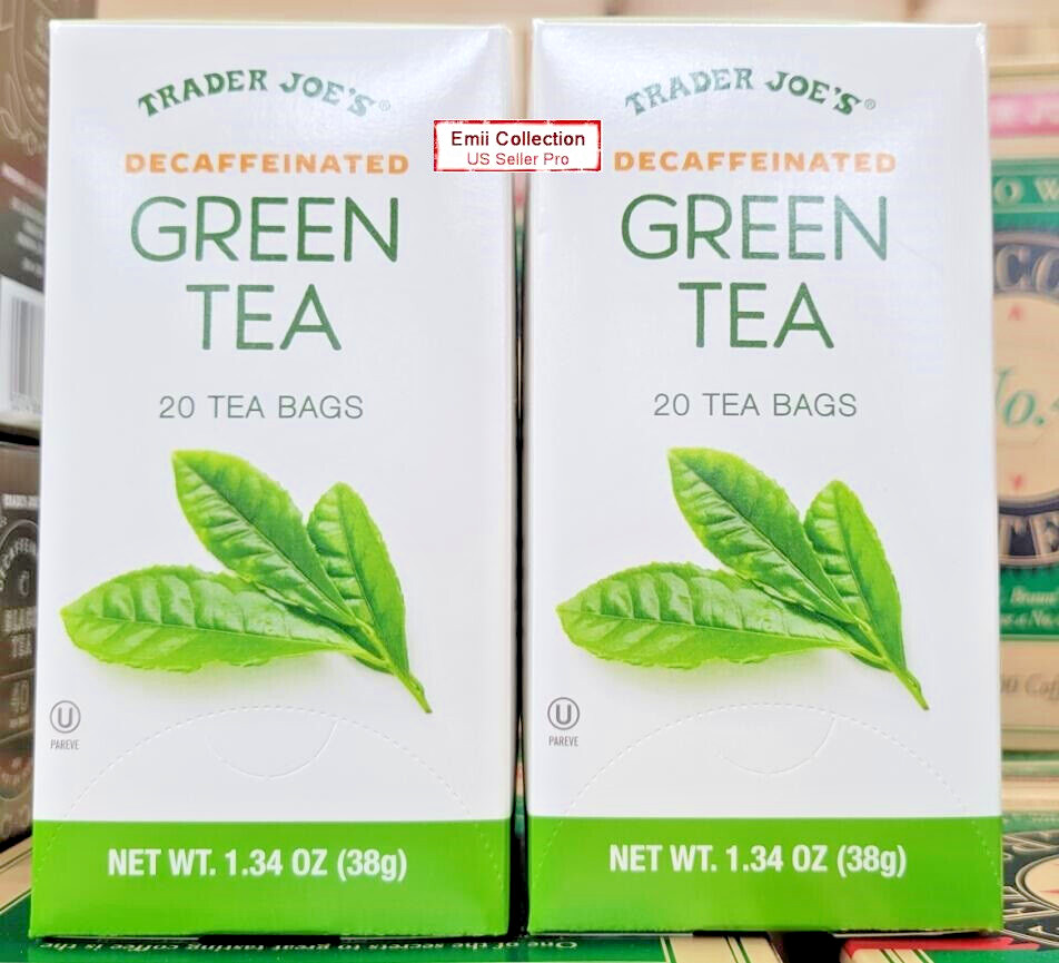 Trader Joe’s Decaffeinated Green Tea 1.34oz 38g (2 Boxes)