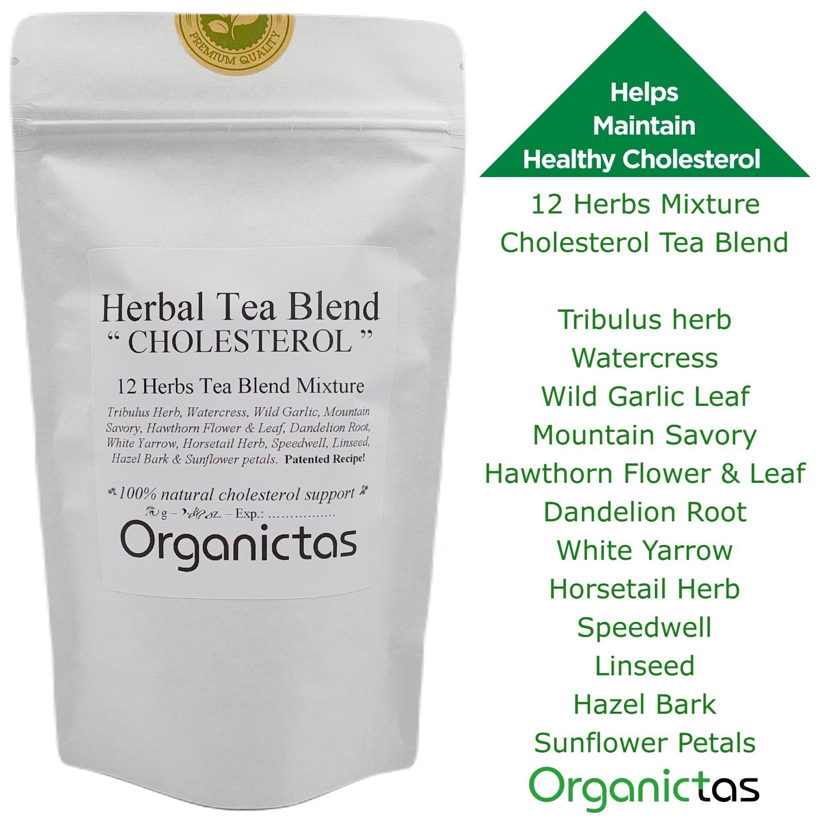 Herbal CHOLESTEROL Tea Blend 12 Organic Herbs Formula – Premium Quality BIO ECO