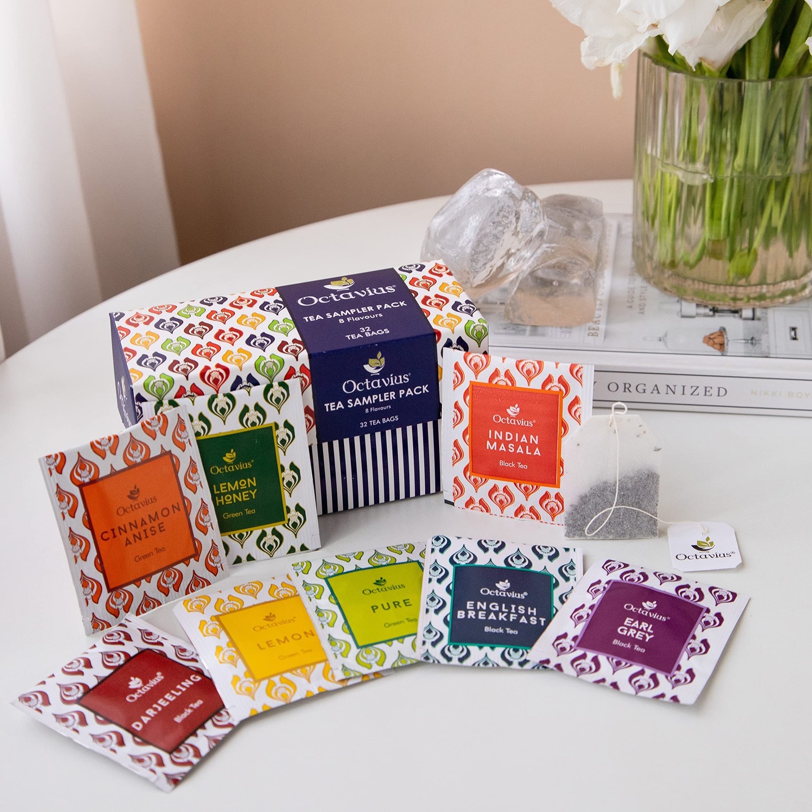Octavius Tea Sampler Pack Assorted Black Green 32 Bags