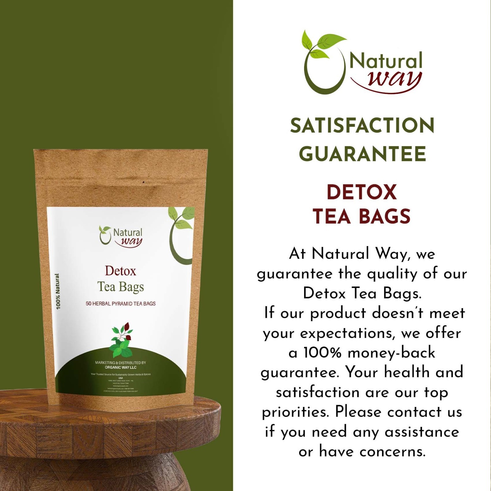Pyramid Detox Tea Bags | ECO Conscious Packaging | 4.5 Oz (Pack of 50)