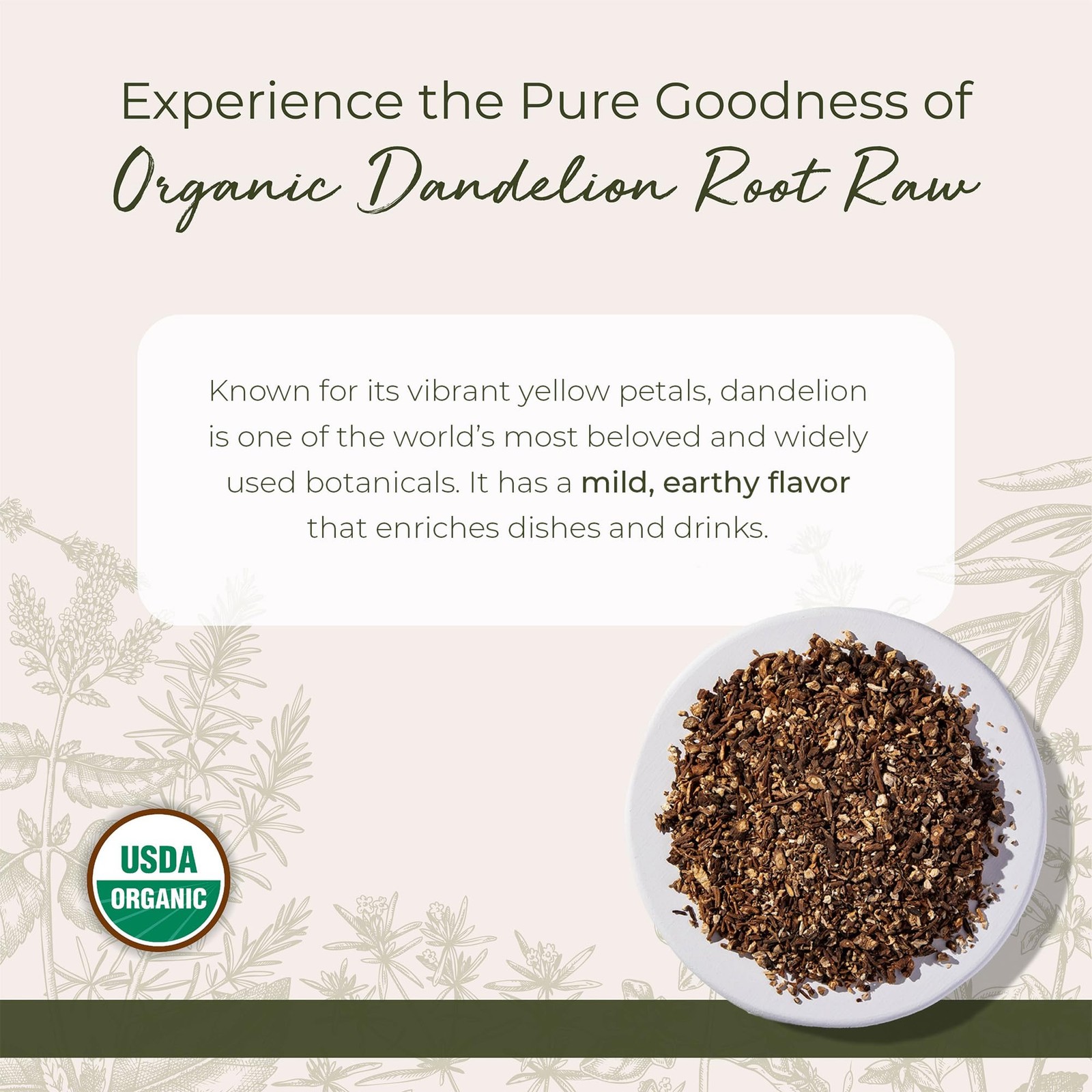 Starwest Botanicals Organic Raw Dandelion Root 16 Ounce (Pack of 1), No Color