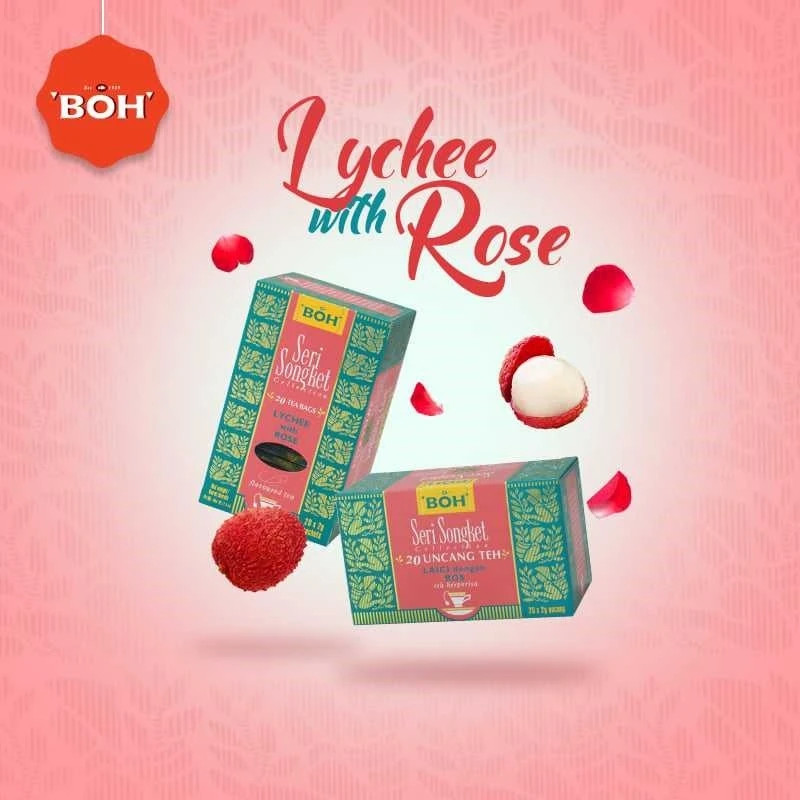 4 Boxes x 20s BOH Seri Songket Lychee Rose Malaysian Tea – Floral Sweet Infusion