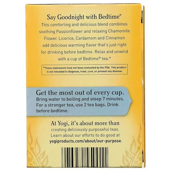 Yogi Bedtime, Caffeine-Free, Organic Herbal Tea Bags, 16 Count, .85 oz.