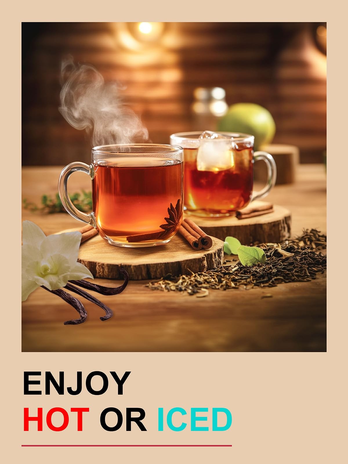 Vanilla Chai Tea Bags, Premium Black Tea with Cinnamon, Ginger, Cardamom, Sta…