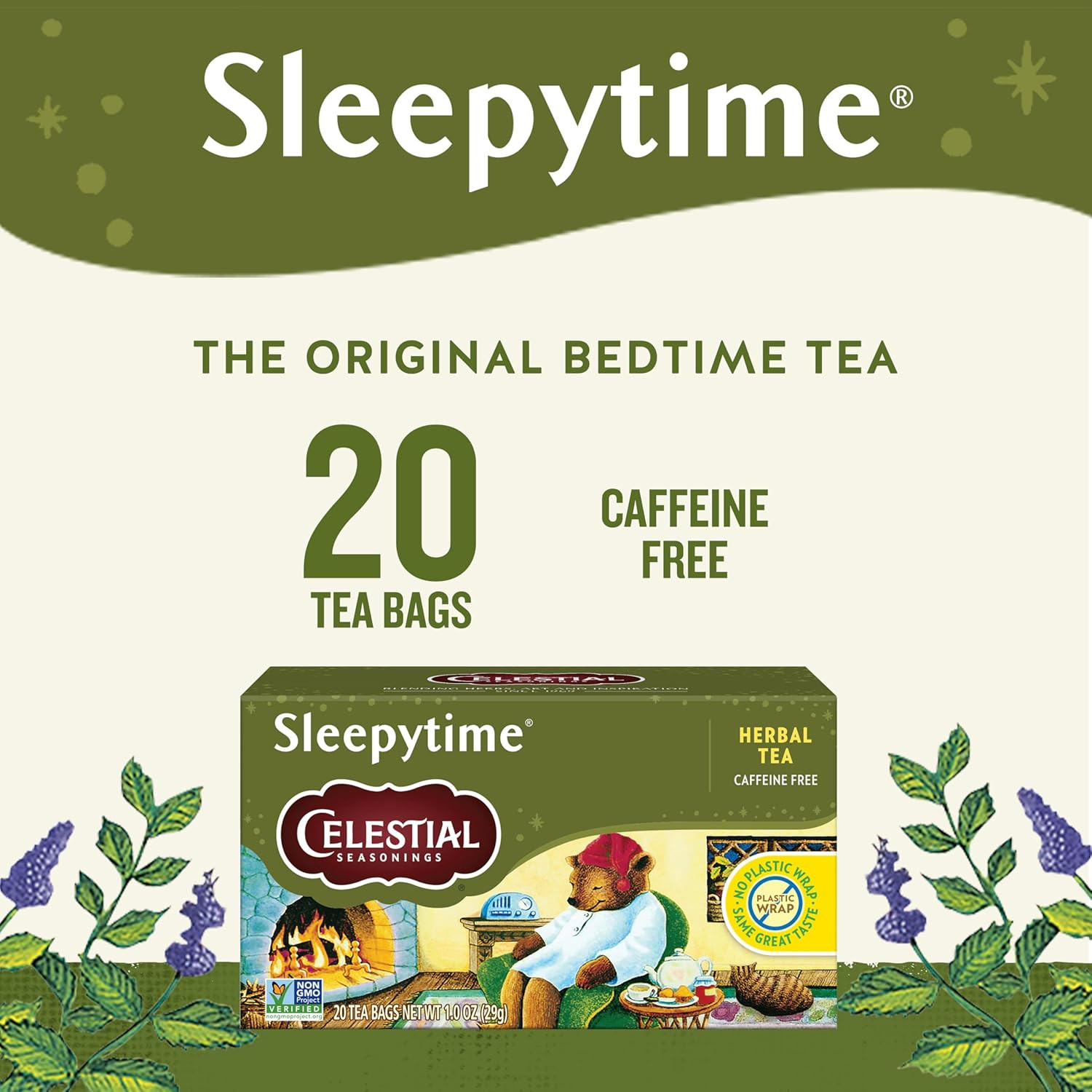 Sleepytime Herbal Tea, Caffeine Free, 20 Tea Bags Box (Pack of 6)