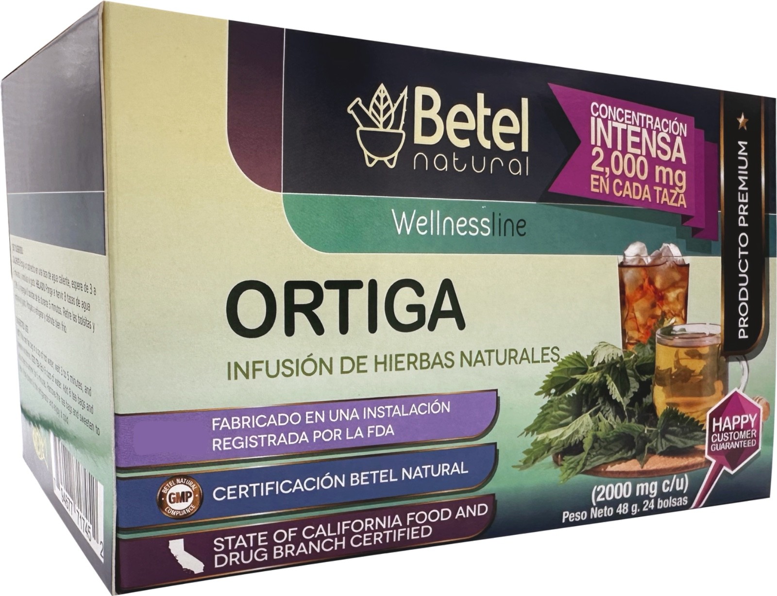 Té Ortiga Betel Natural, 24 bolsas, 2000 mg – Detox, Bienestar, Sin Cafeína