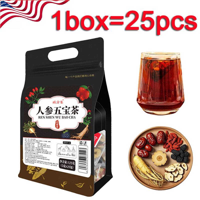 Ginseng Five Treasures Tea Kidney Tea, Natural Organic Kidney Cleanse Detox Tea